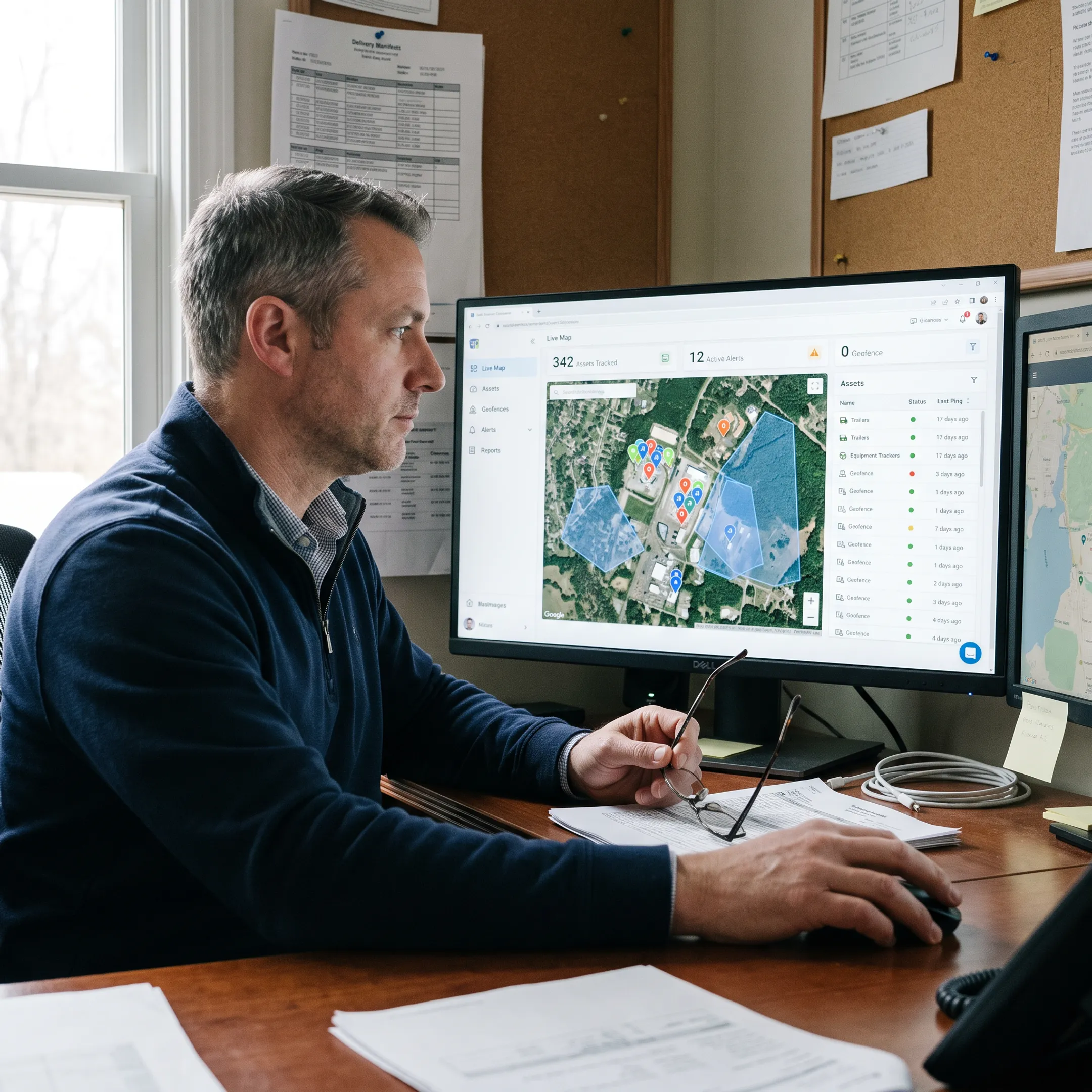 Asset tracking dashboard showing equipment locations