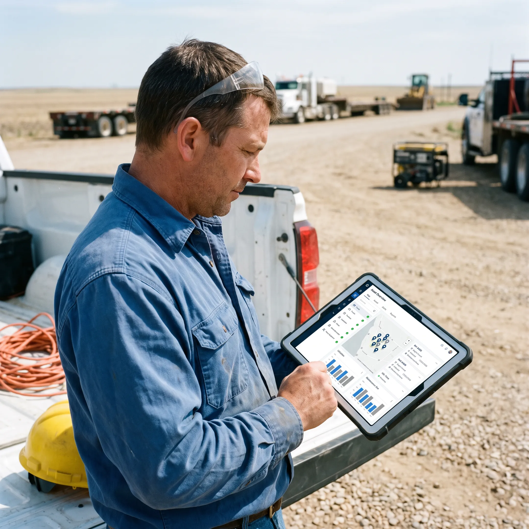 Oil and gas field equipment monitored through asset management software