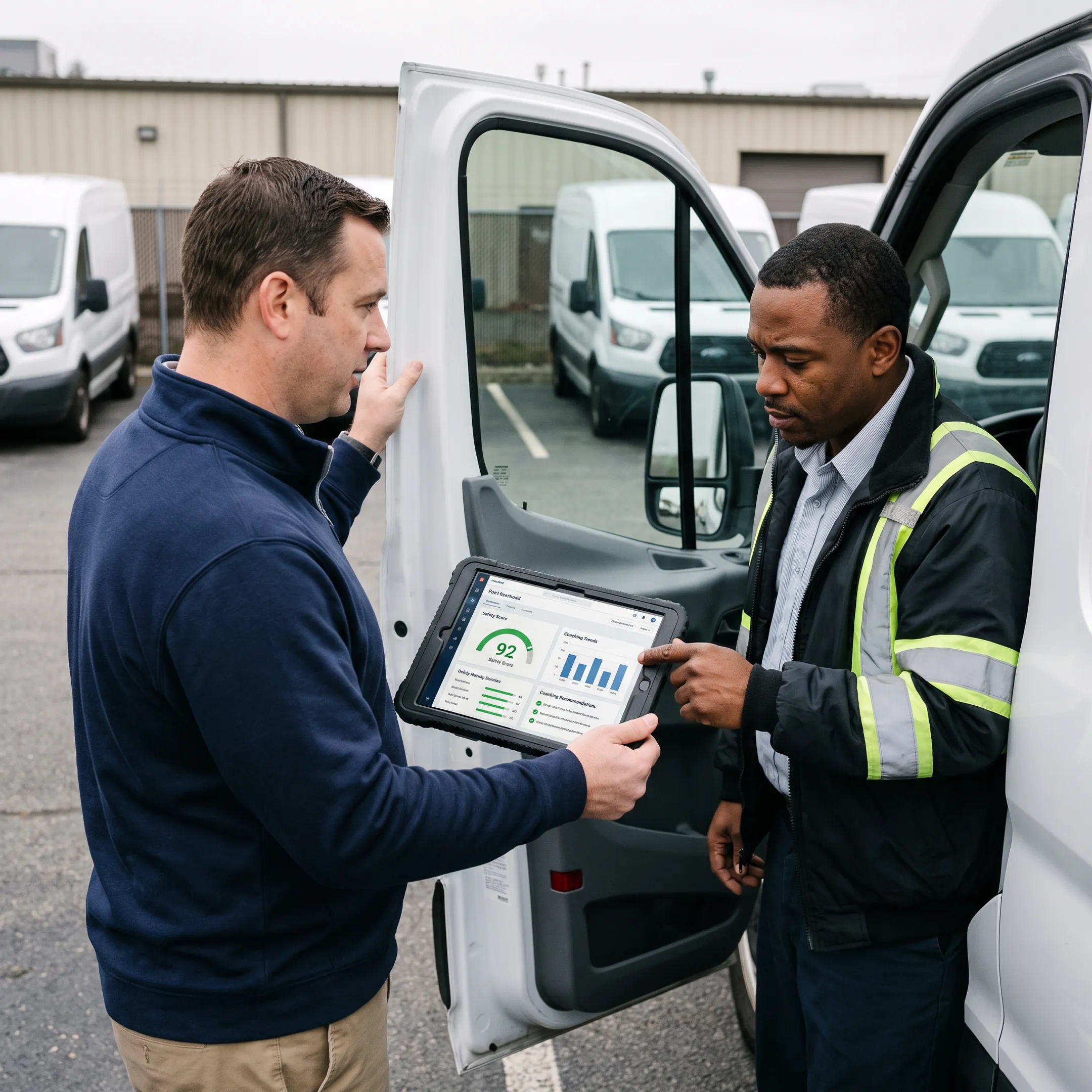 Driver receiving safety coaching based on fleet telematics insights