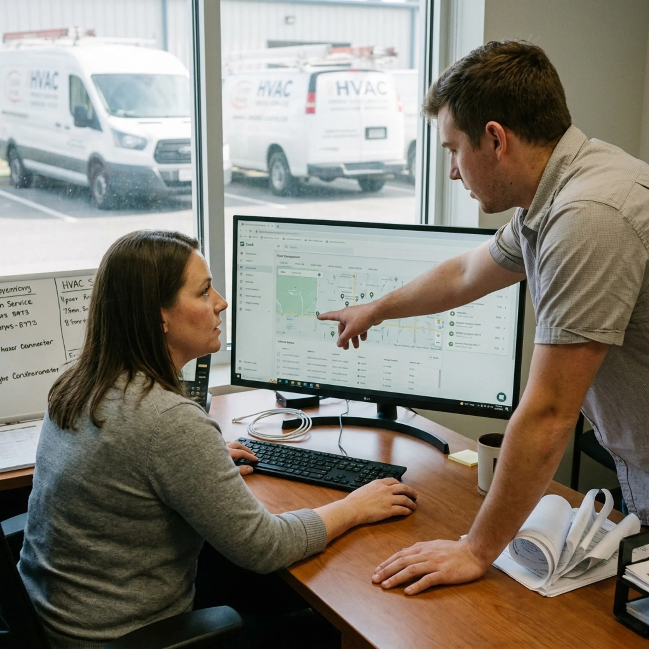 HVAC technician fleet managed with business software