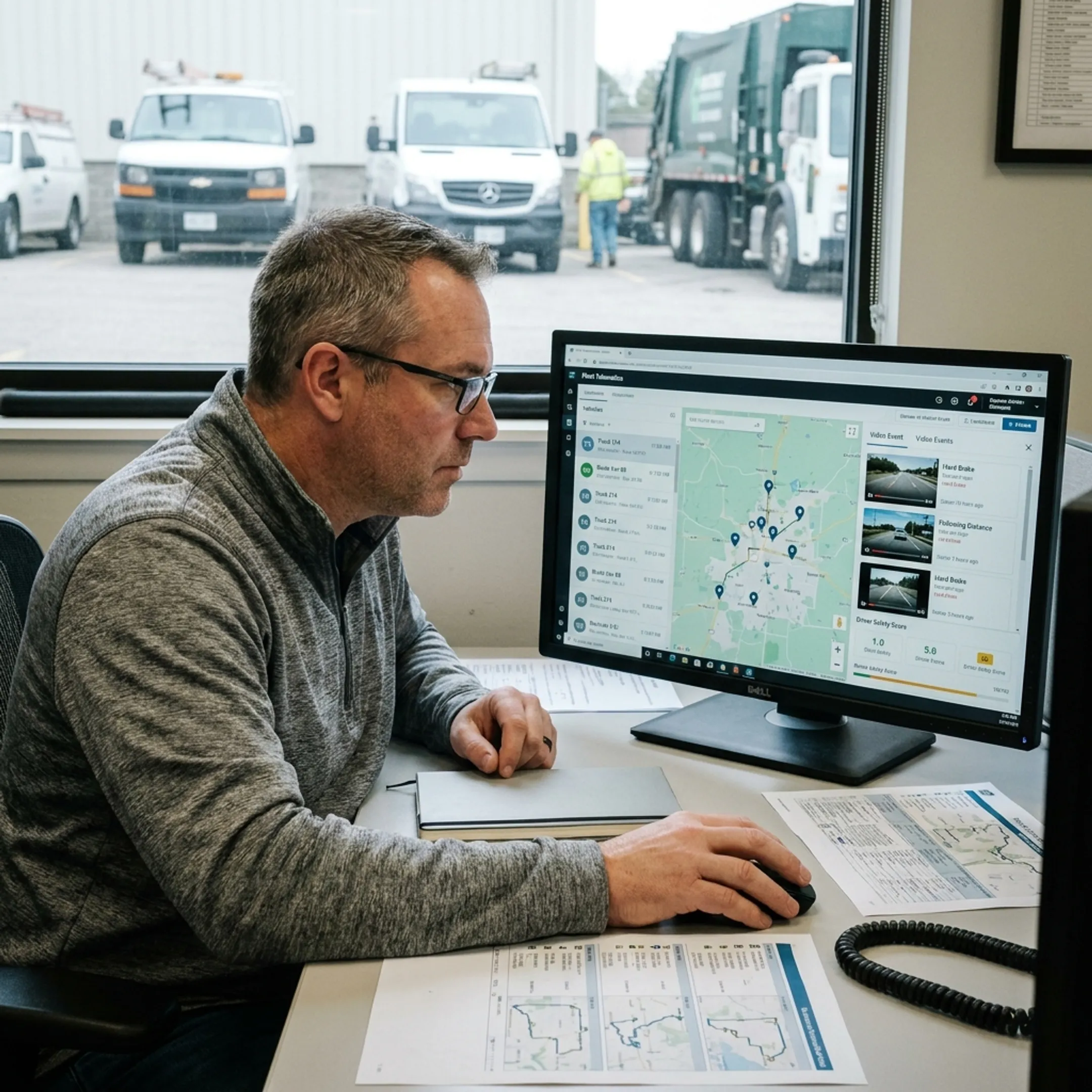 Utilities and waste management fleet using video telematics