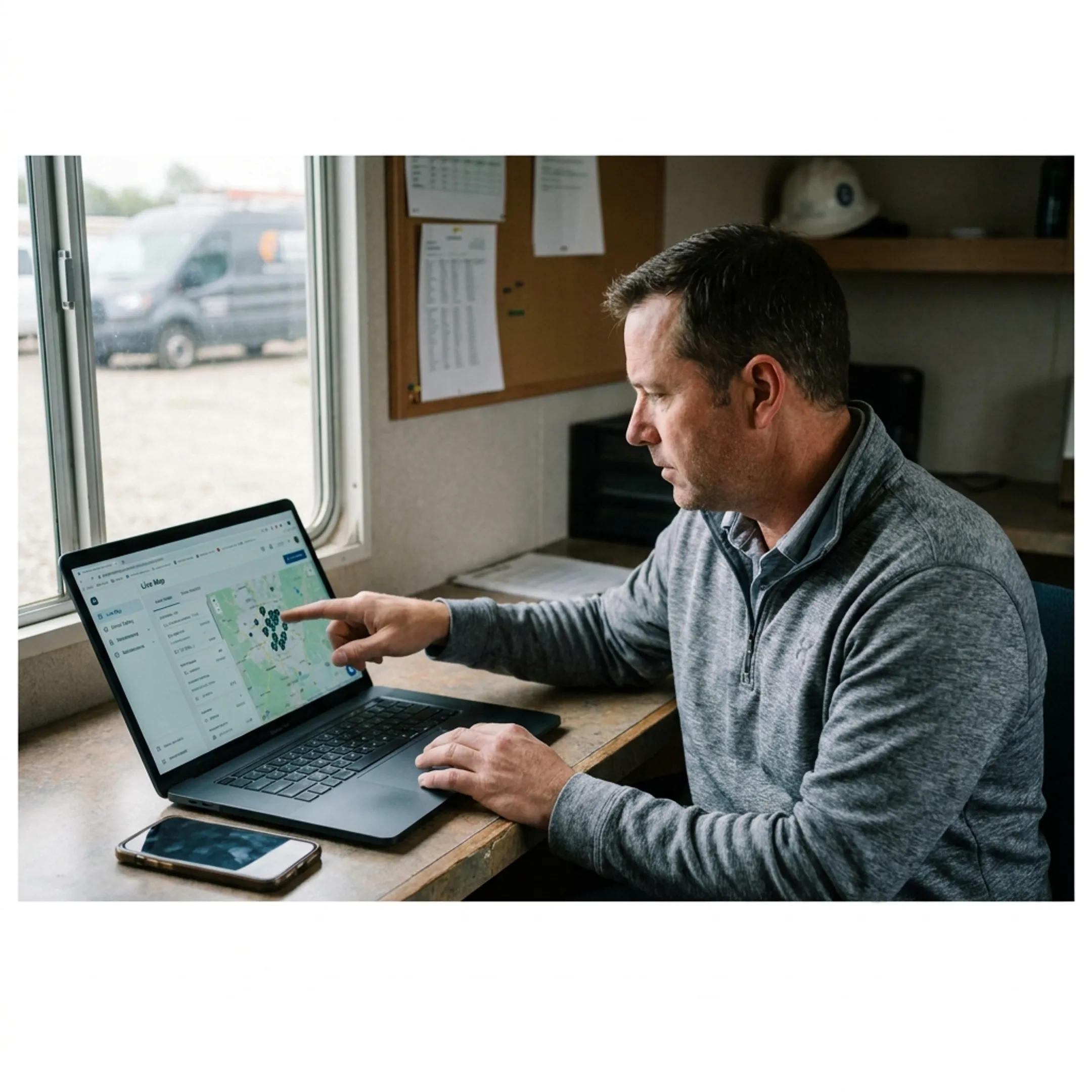 Electrical field manager viewing fleet and equipment data
