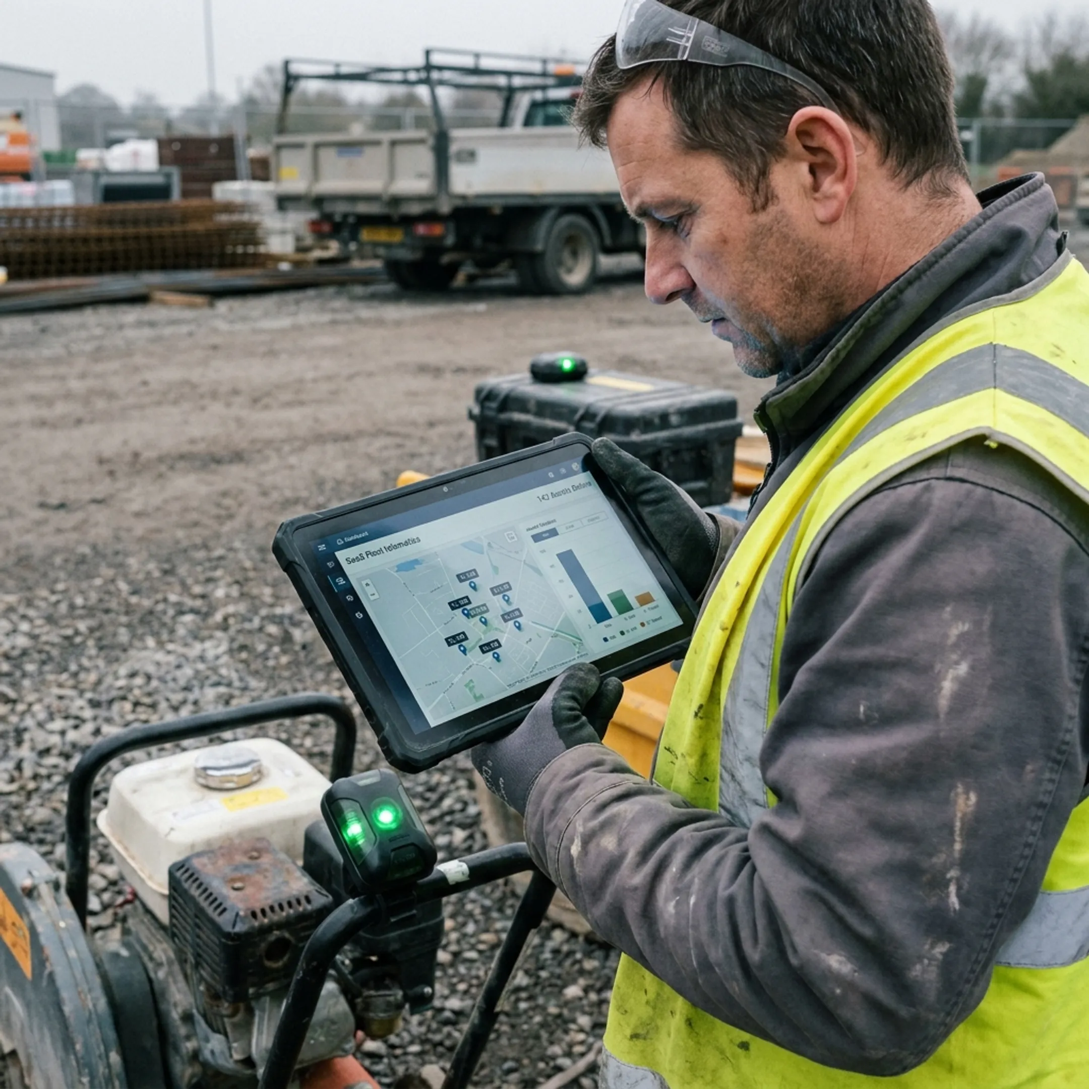 Tracked tools and equipment displayed on a live map