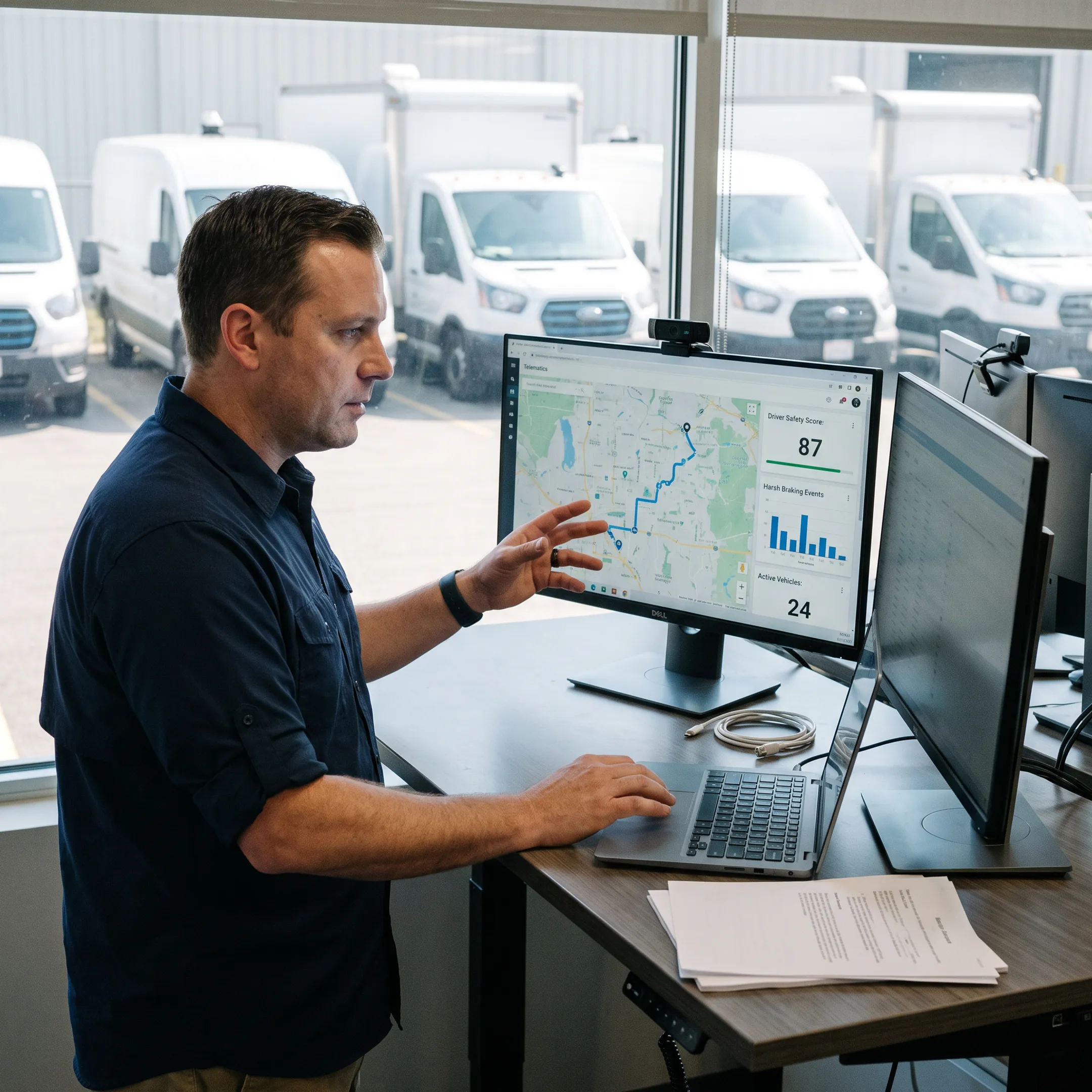Fleet vehicle using telematics technology for insurance insights