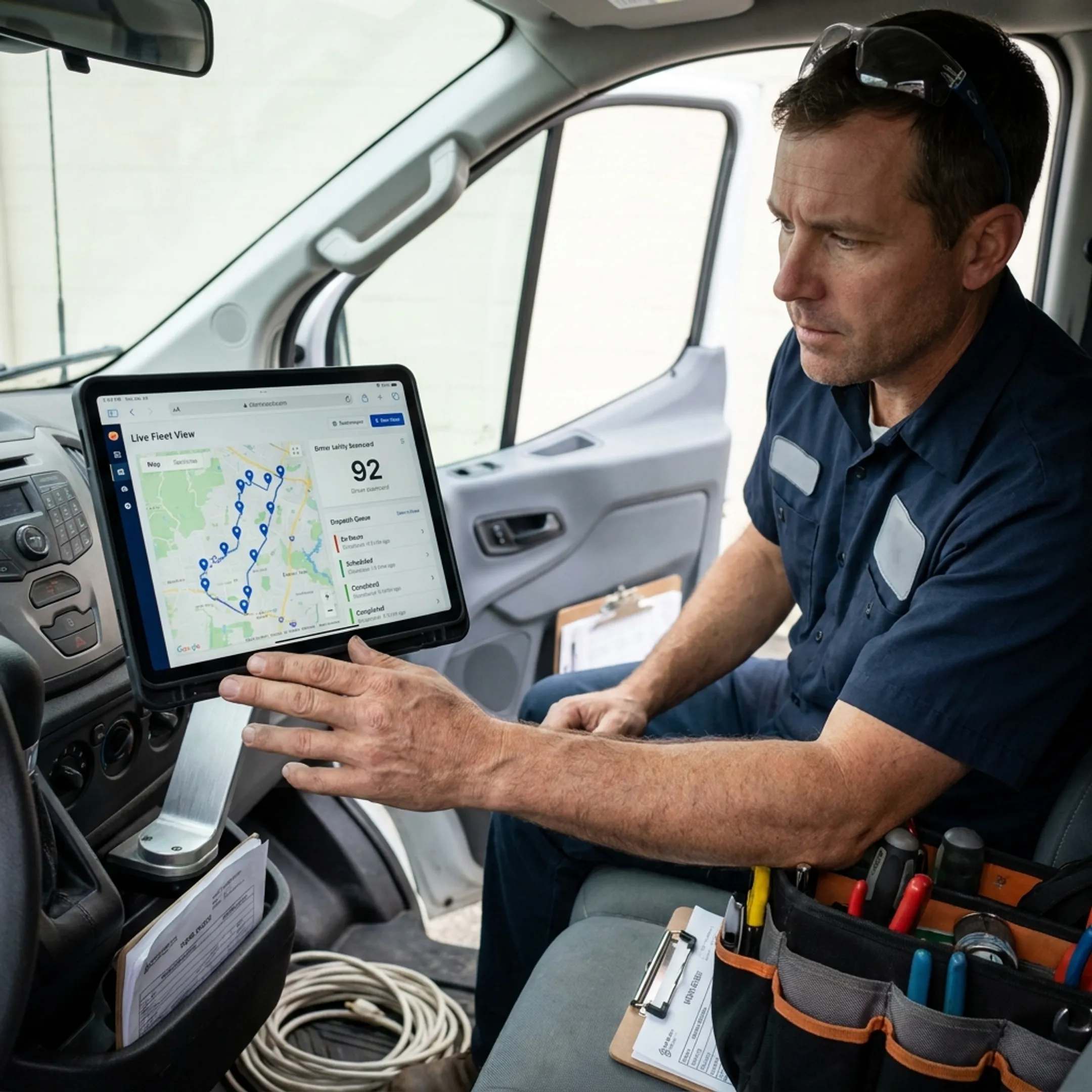 Electrical contractor using fleet management software to monitor service vehicles