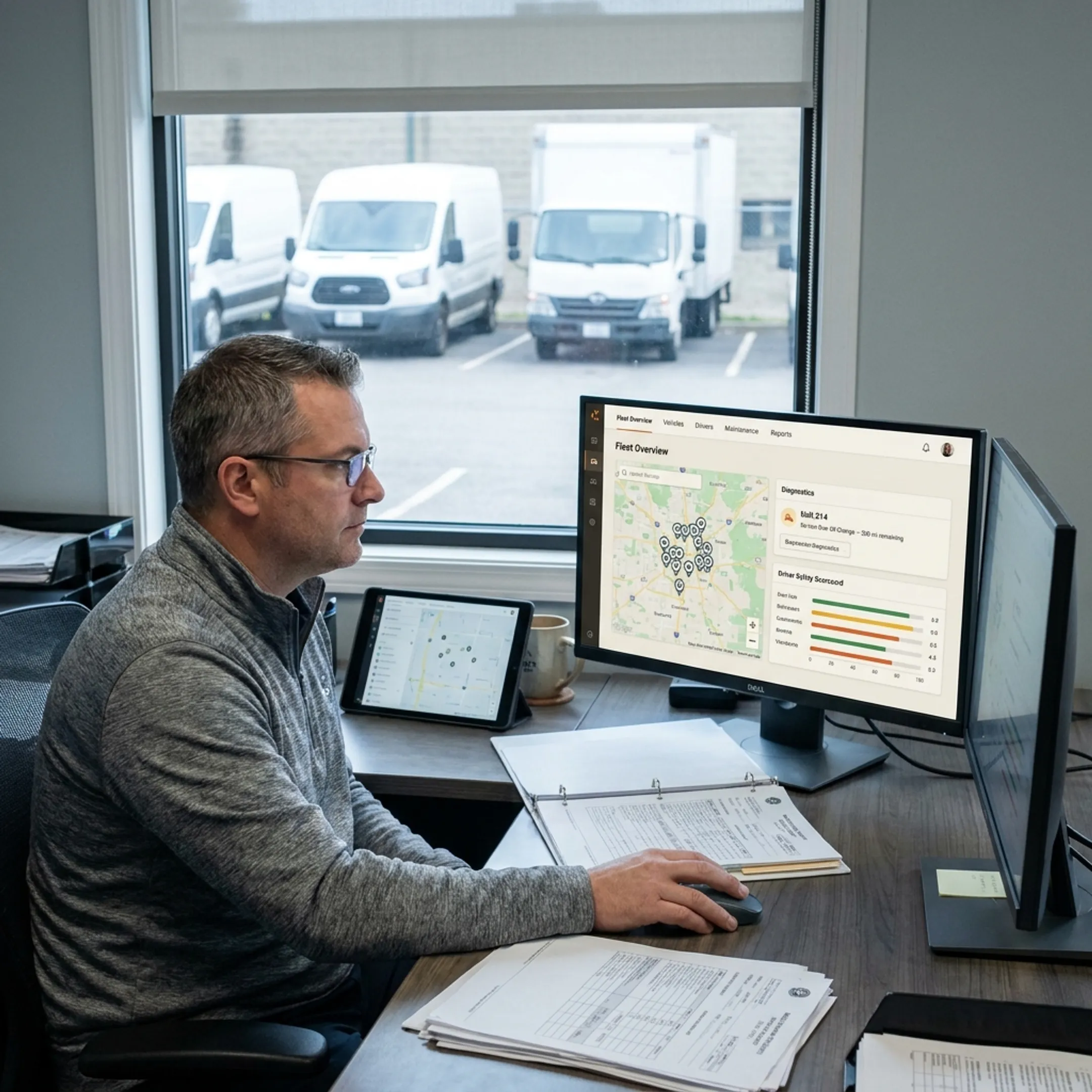 Commercial fleet vehicles supported by connected maintenance software
