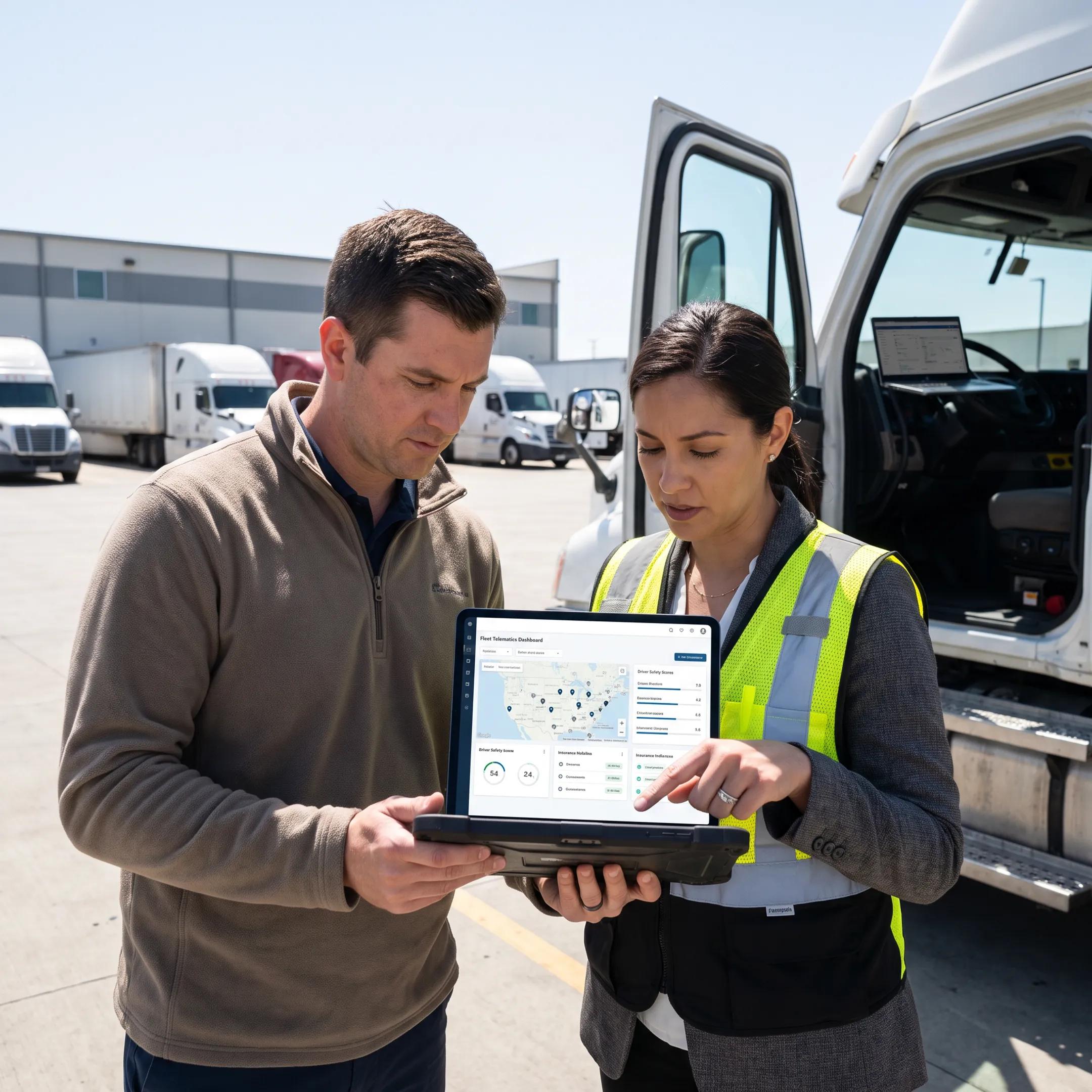 Commercial trucks monitored through fleet management technology