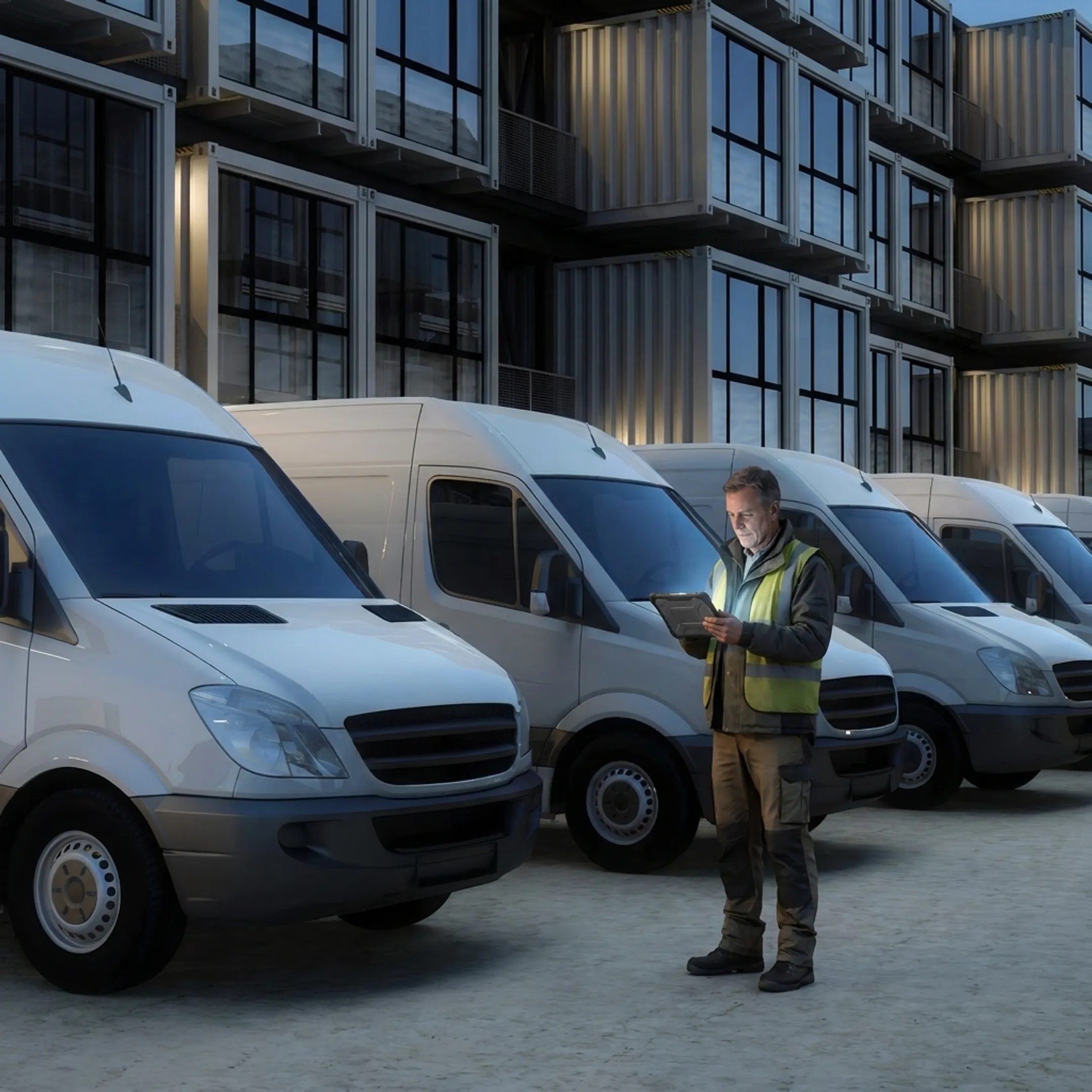 Fleet manager reviewing vehicle maintenance data