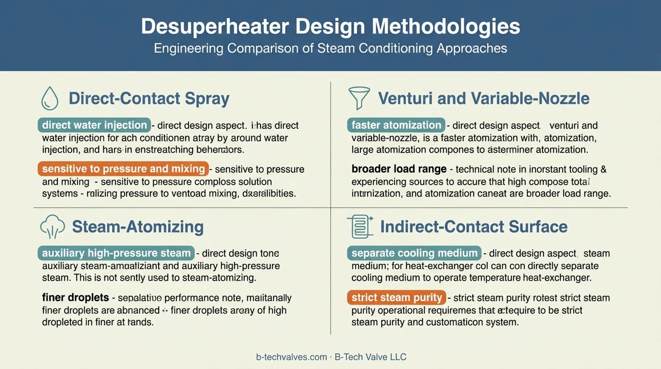 Four steam desuperheater types and operating tradeoffs comparison