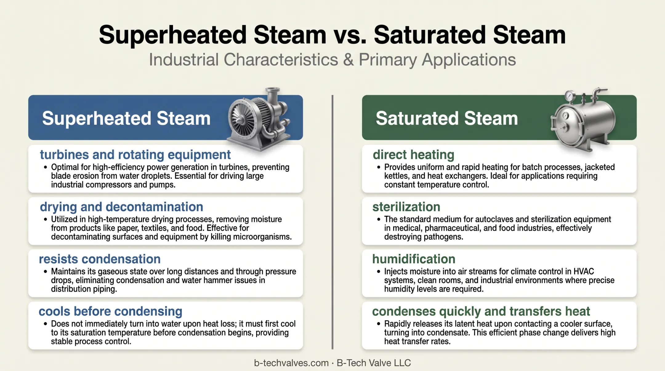 Superheated versus saturated steam application comparison