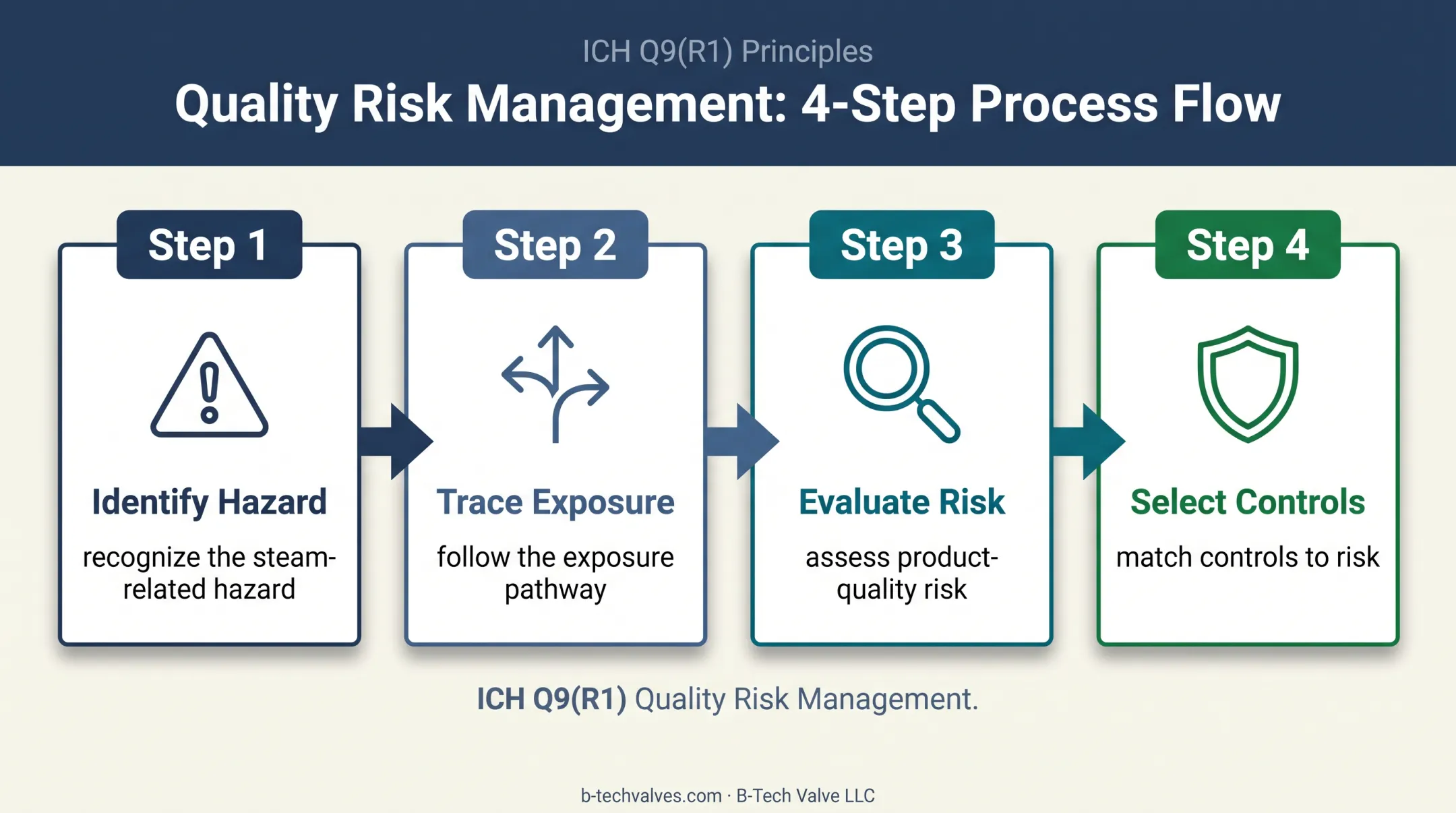 Four-step pharmaceutical steam quality risk assessment framework