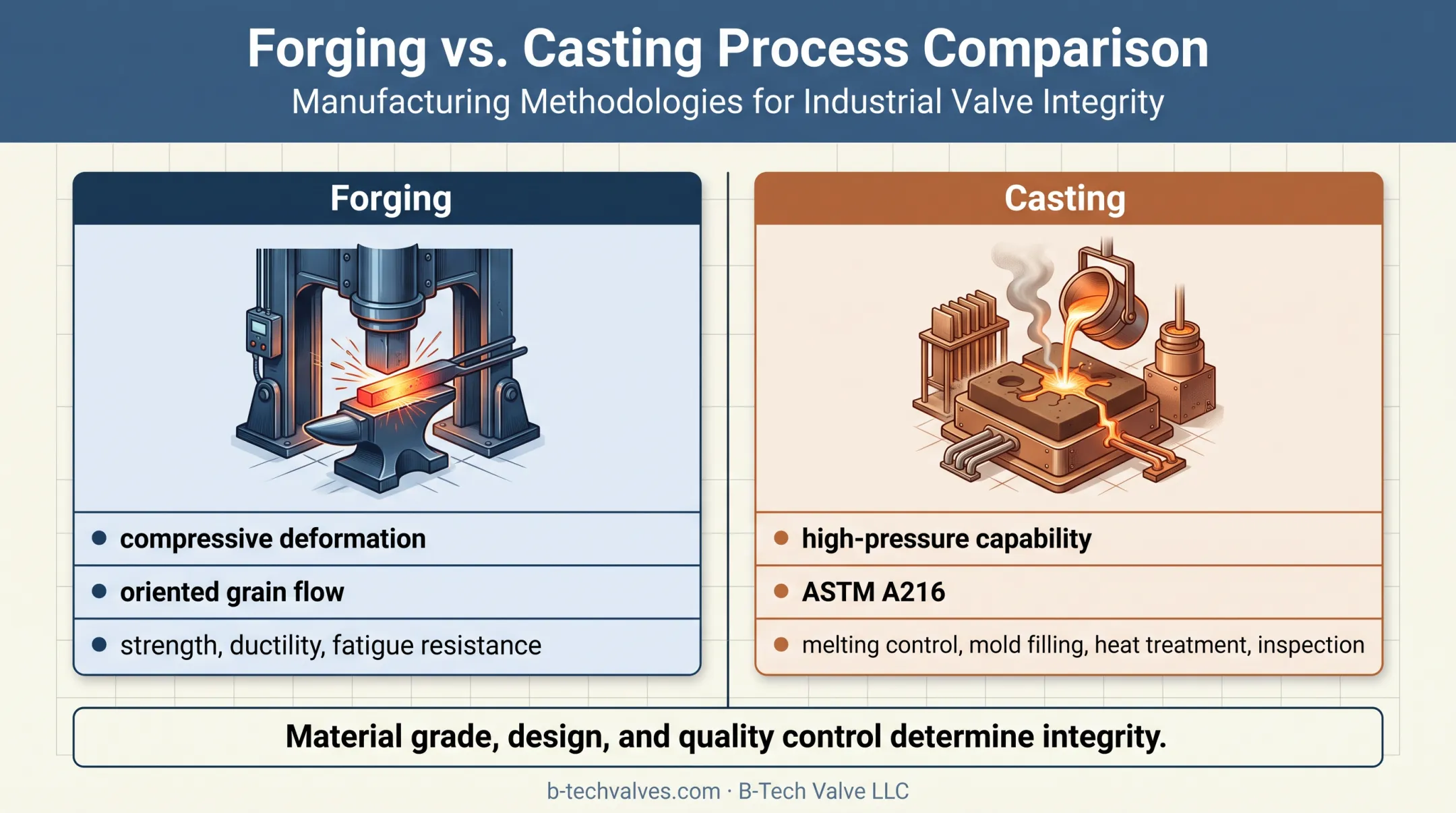 Forged versus cast valve body pressure integrity comparison