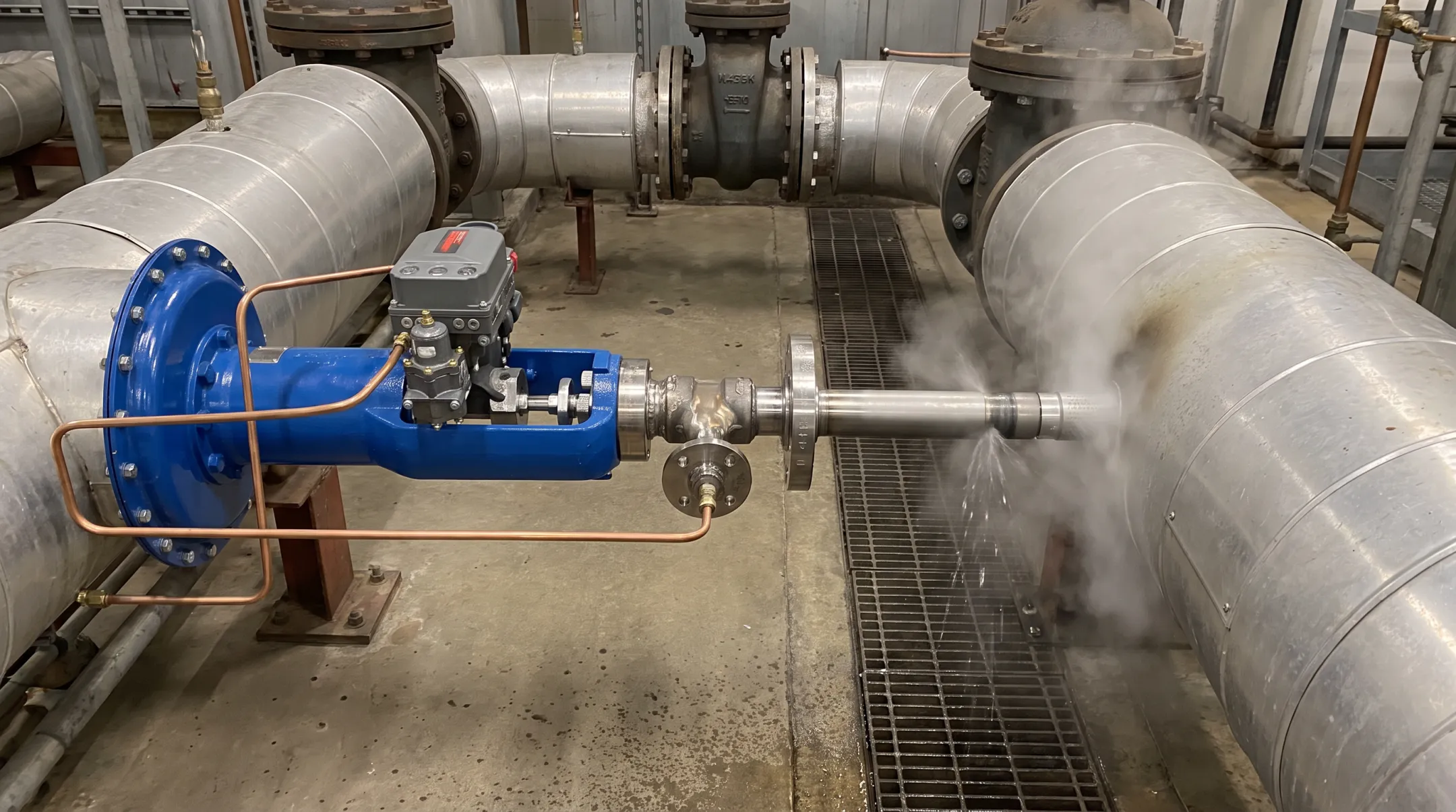 Company desuperheater assembly injecting water into superheated steam
