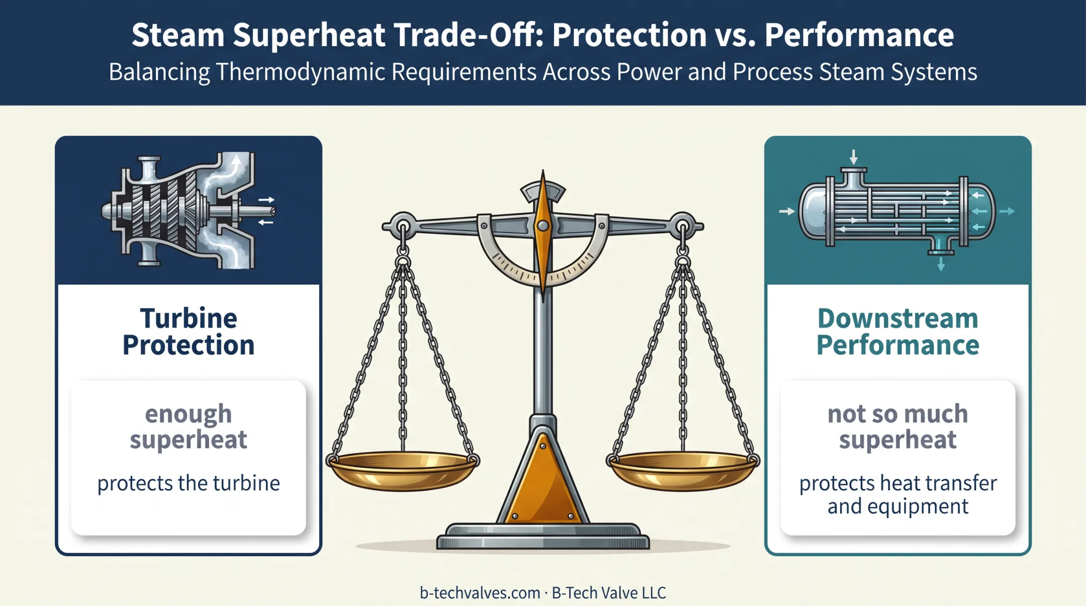 Steam superheat tradeoff between turbine protection and heat transfer
