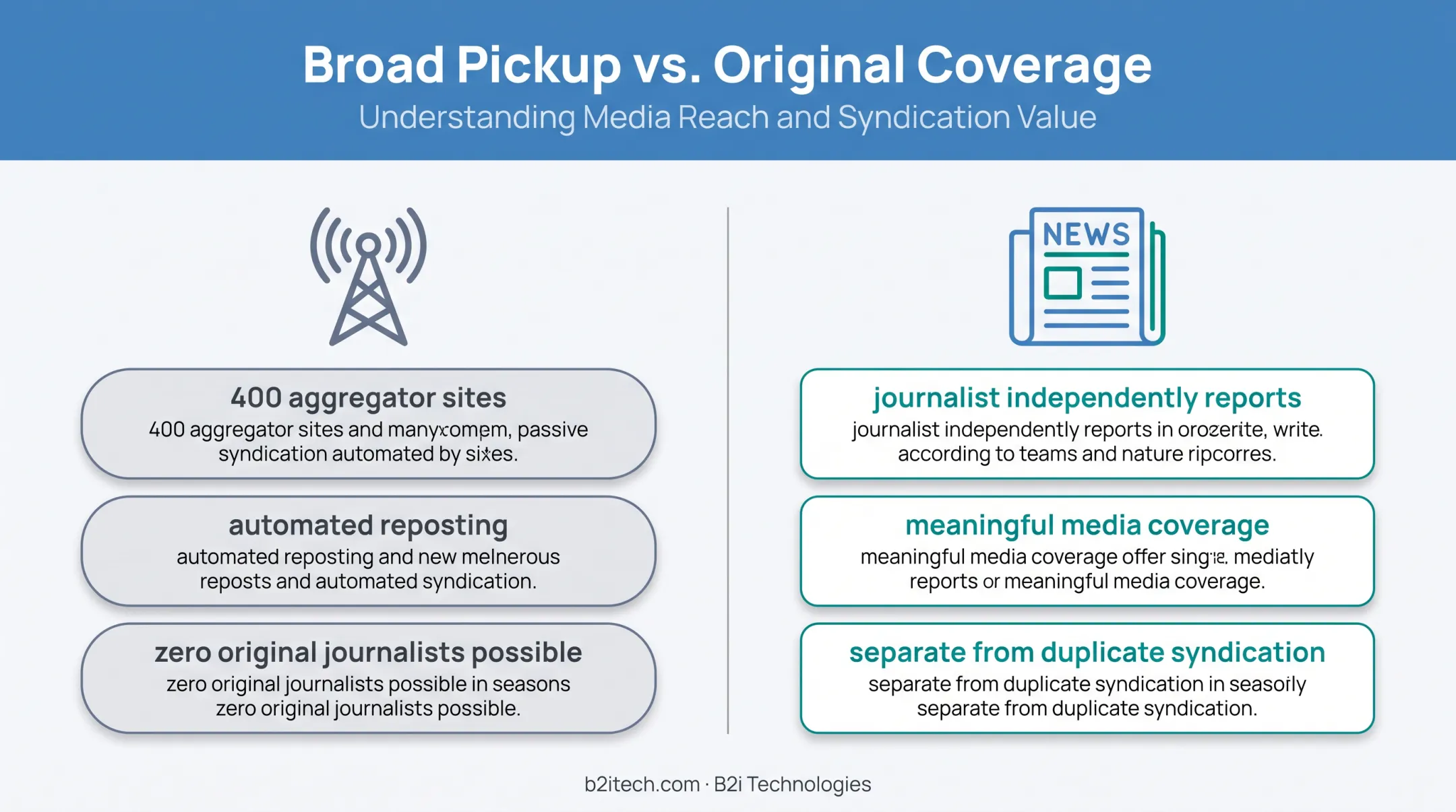 Broad press release pickup versus meaningful original media coverage comparison