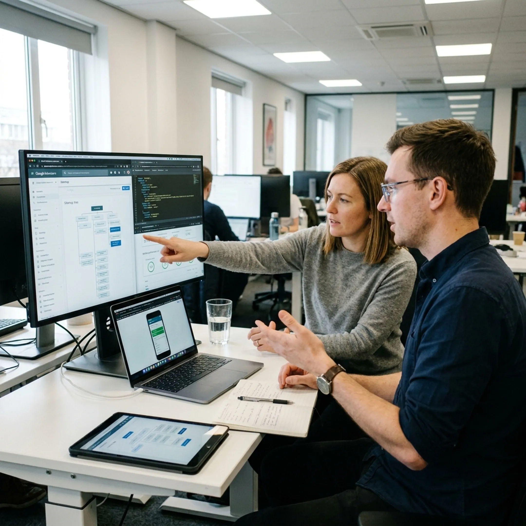 Corporate web team optimising website structure