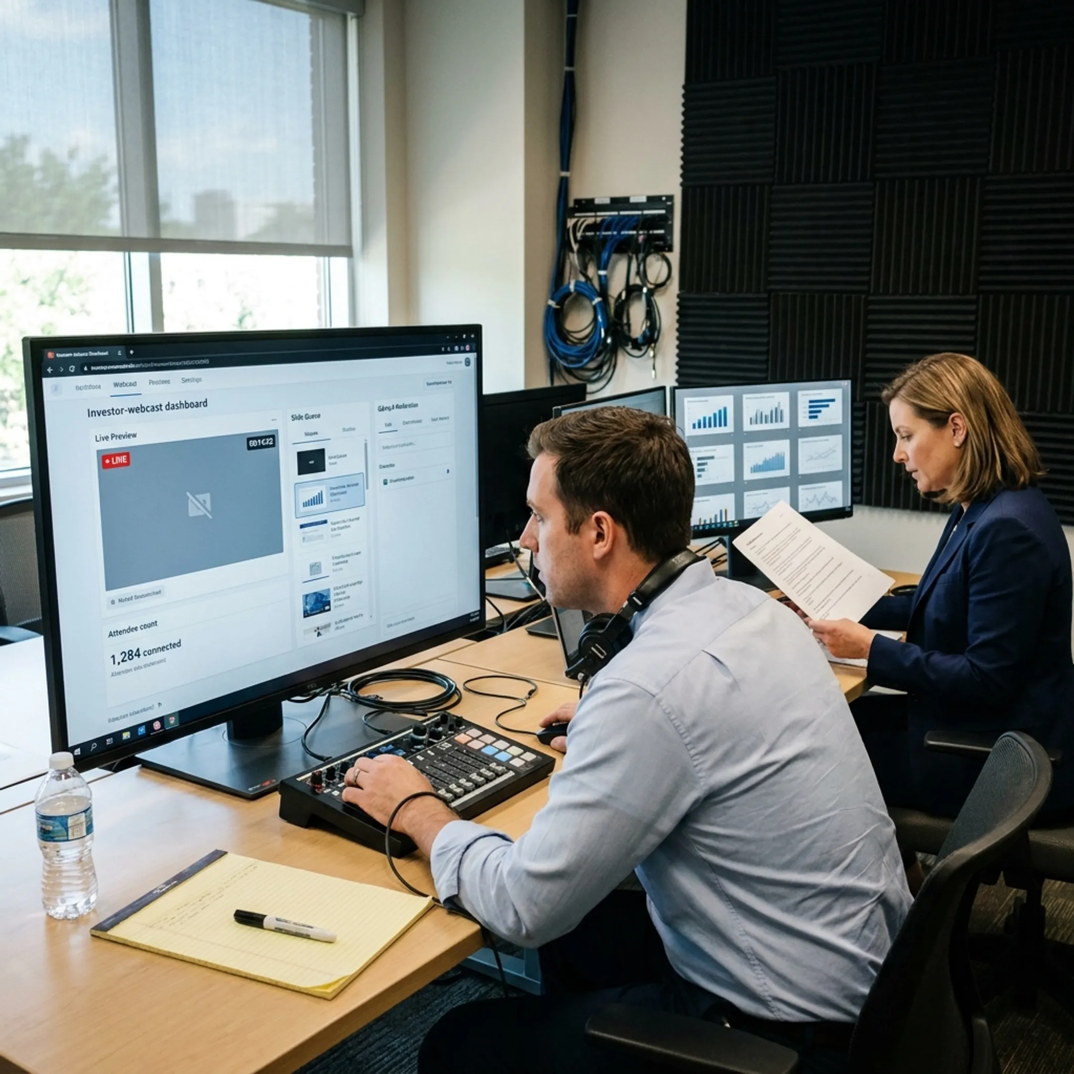 Financial communications webcast production