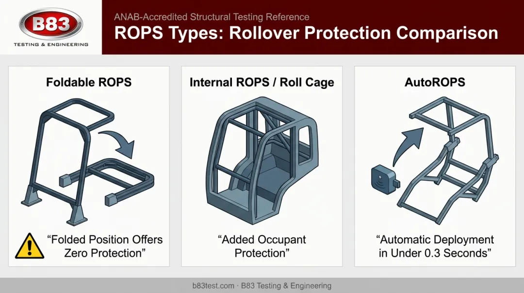 Foldable internal roll cage and AutoROPS types comparison chart