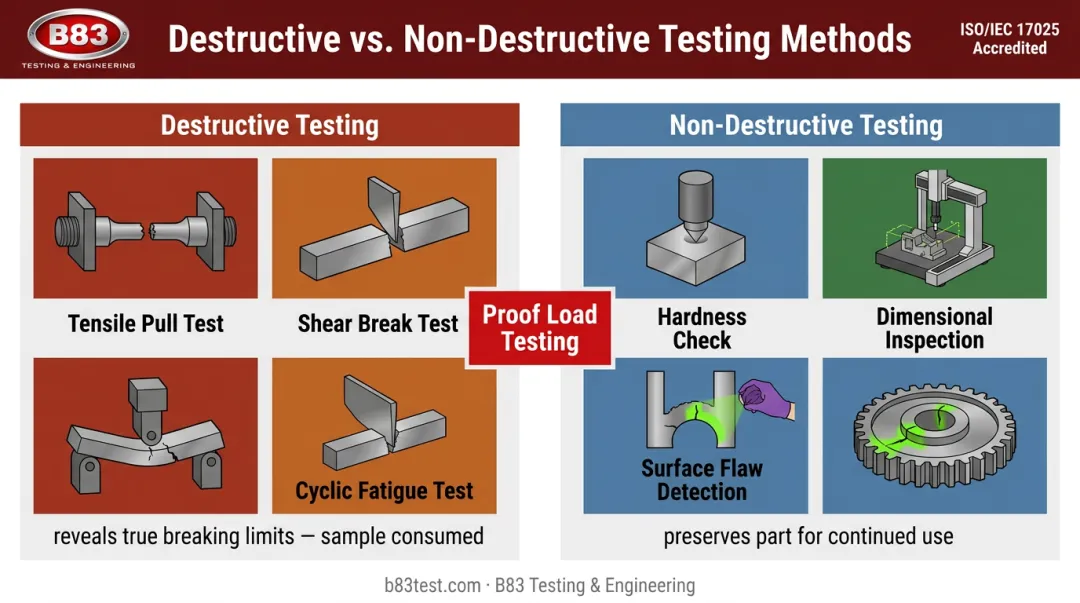 Destructive versus non-destructive bolt testing methods comparison chart