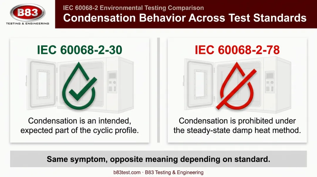 IEC 60068-2-30 versus IEC 60068-2-78 condensation requirement comparison