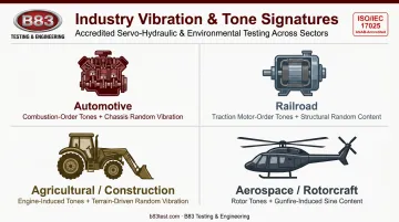 Four industries requiring combined sine-on-random vibration testing environments