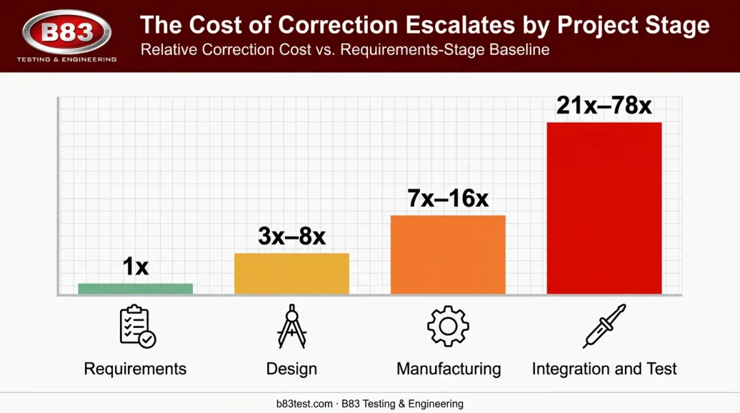 Cost escalation multipliers for fixing design errors across project stages