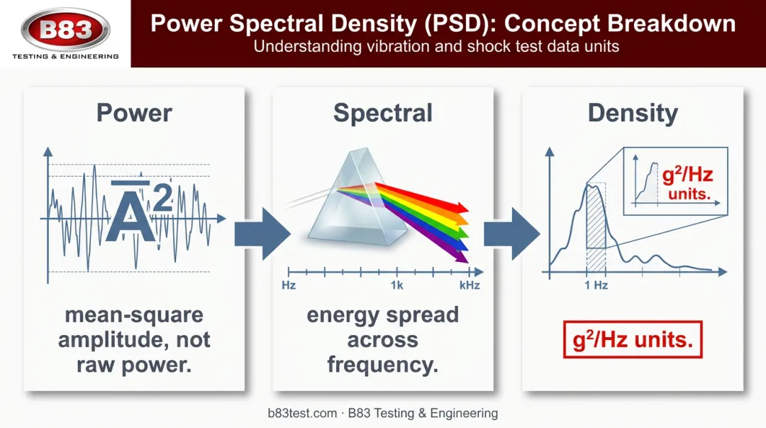 Power Spectral Density term breakdown explaining power spectral and density meaning