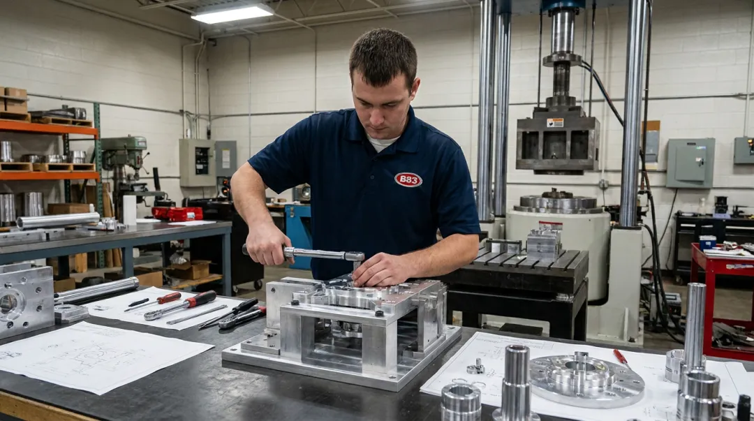 B83 Testing Engineering lab technician building custom shock test fixture