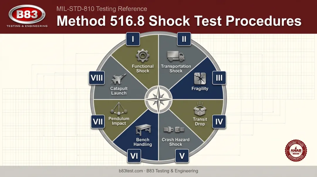 8 procedures of Method 516.8 shock testing overview chart