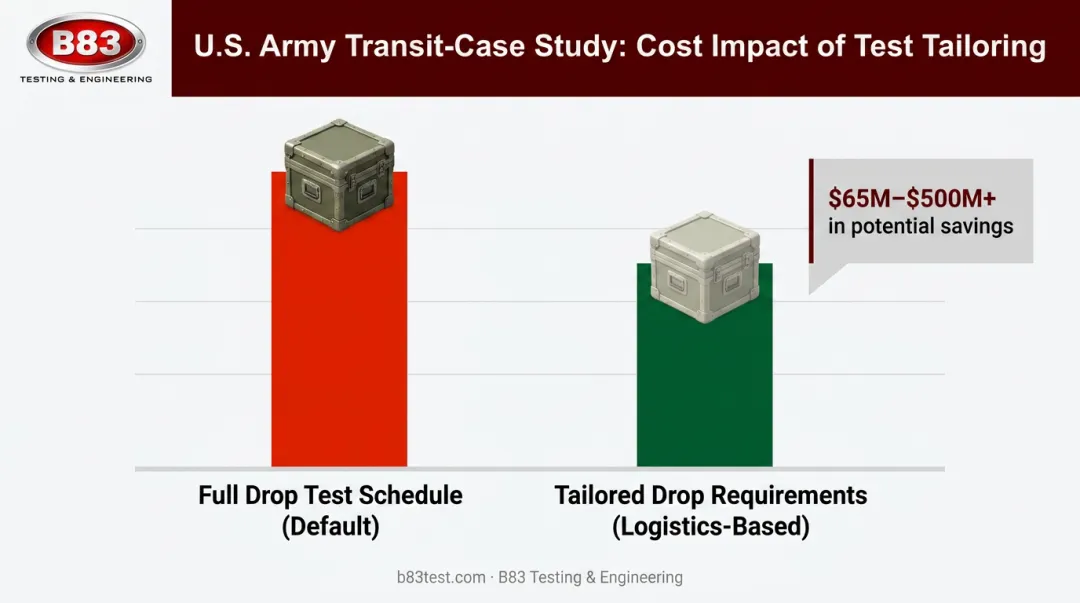 Cost savings comparison tailored drop testing versus full test schedule