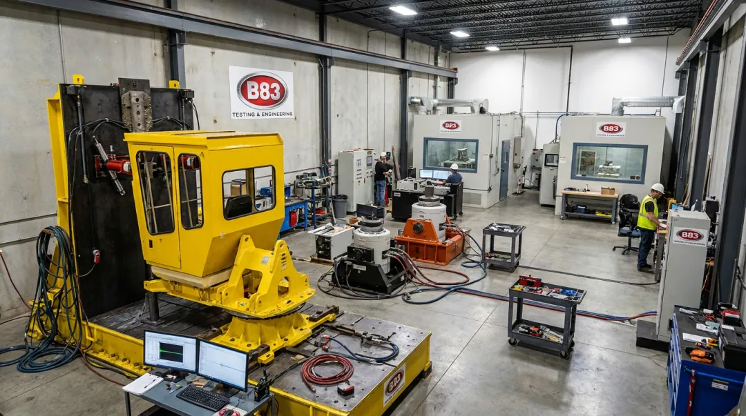 B83 Testing lab servo-hydraulic fatigue system and electro-dynamic shakers