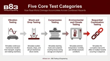 Five core shipping and package test types and hazard simulations