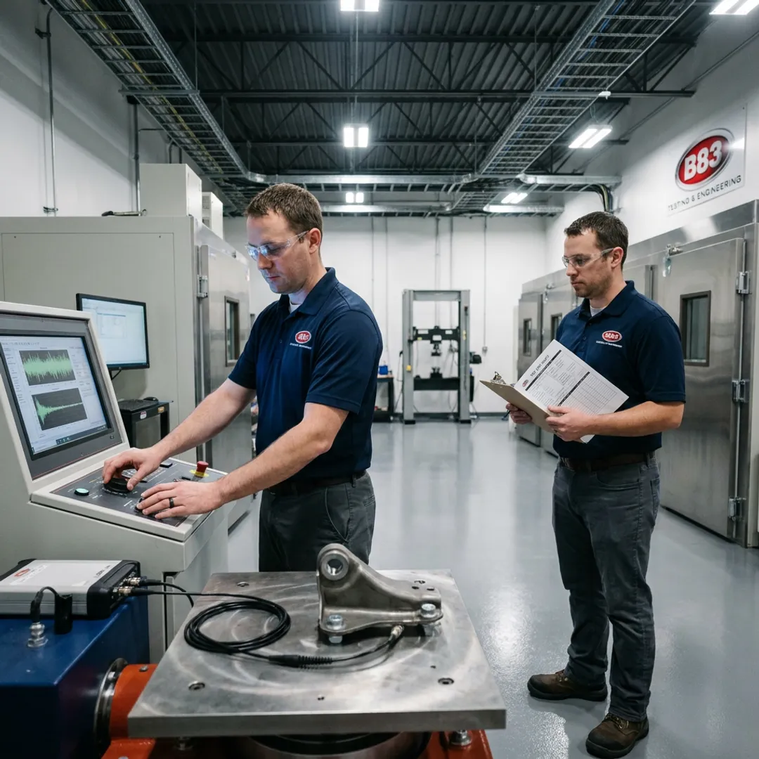 Engineers monitoring automotive component testing