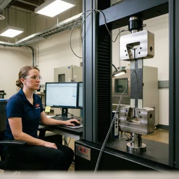 Composite materials testing in engineering laboratory
