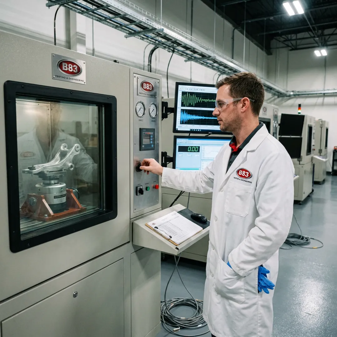Engineer monitoring accelerated reliability testing equipment