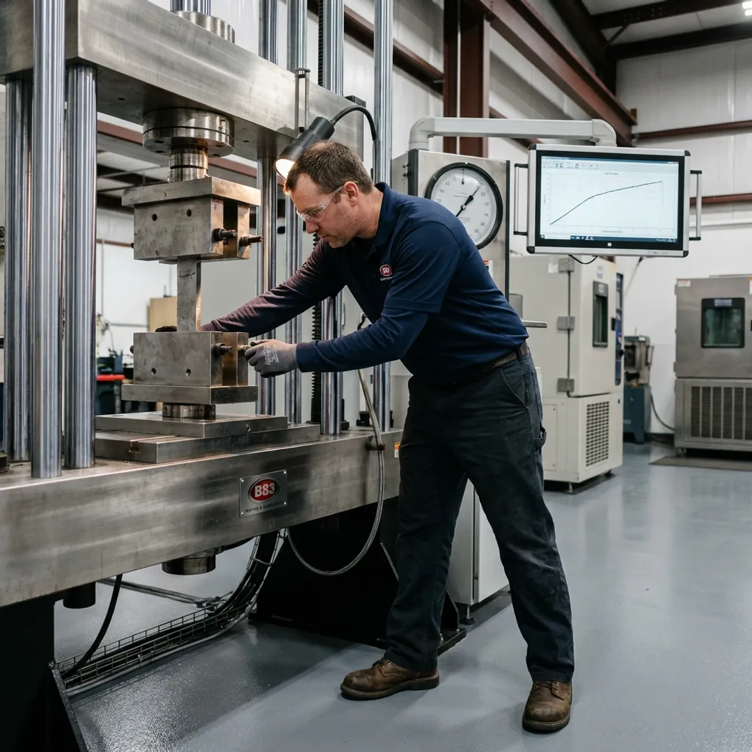 Engineer reviewing static load testing equipment