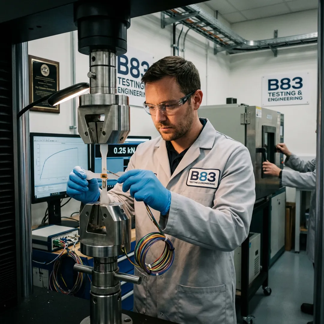 Engineer preparing polymer testing samples