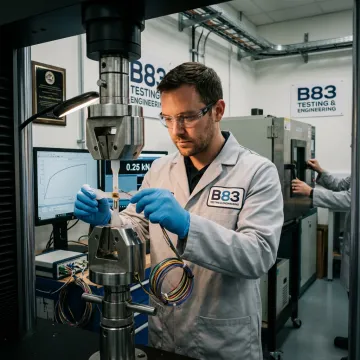 Engineer preparing polymer testing samples