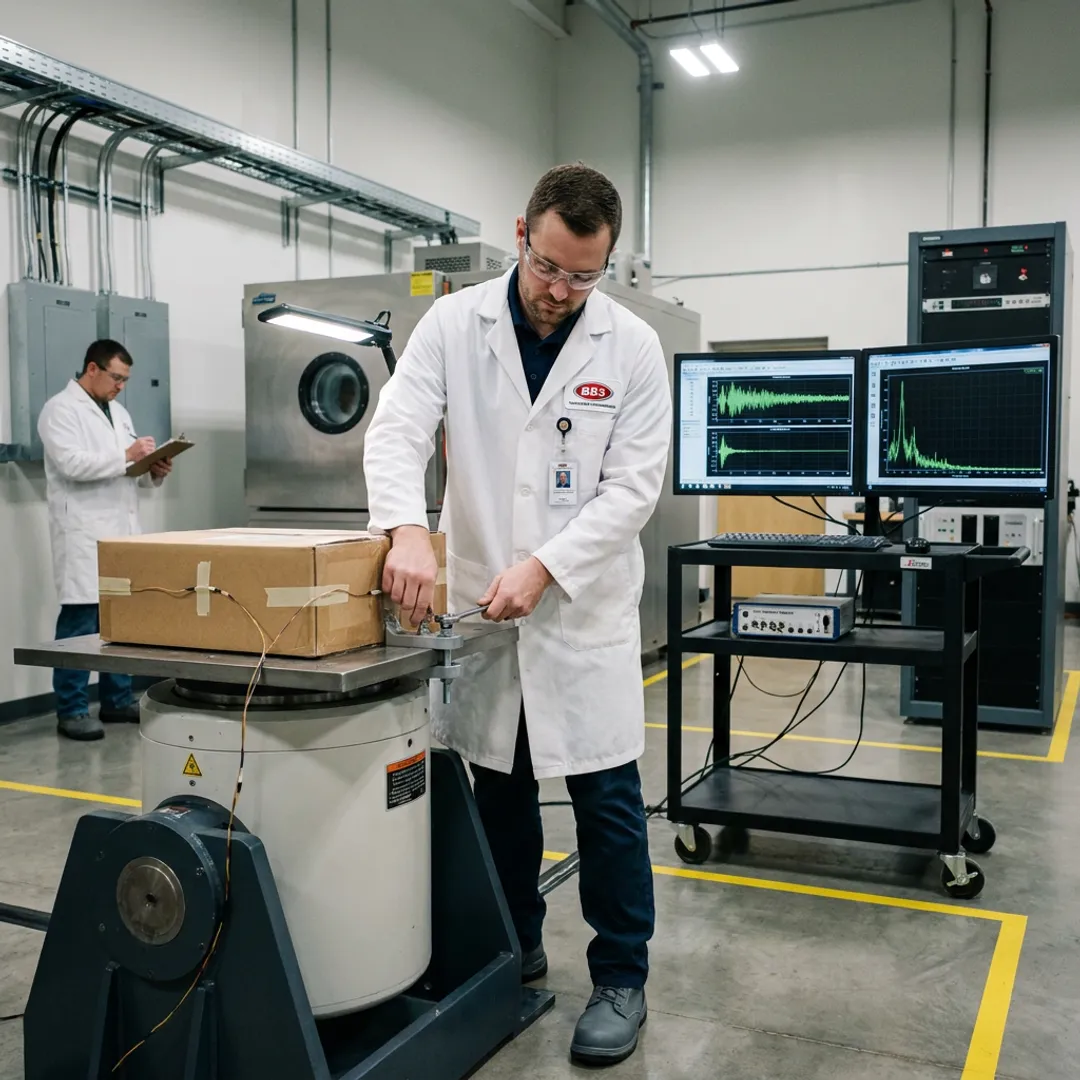 Engineer preparing packaging for lab testing