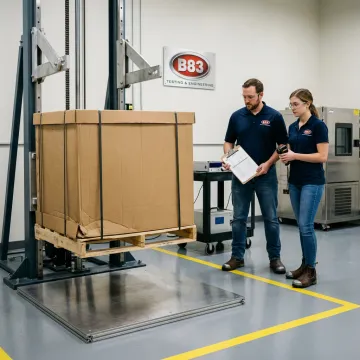 Loaded container drop testing in a laboratory