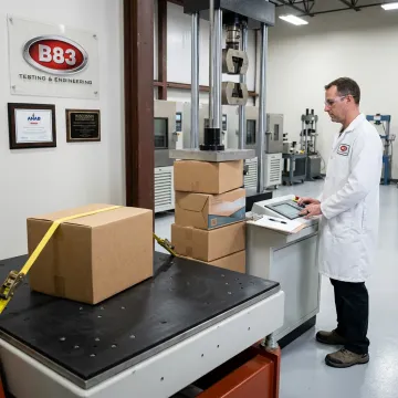 Packaging samples being tested in a laboratory
