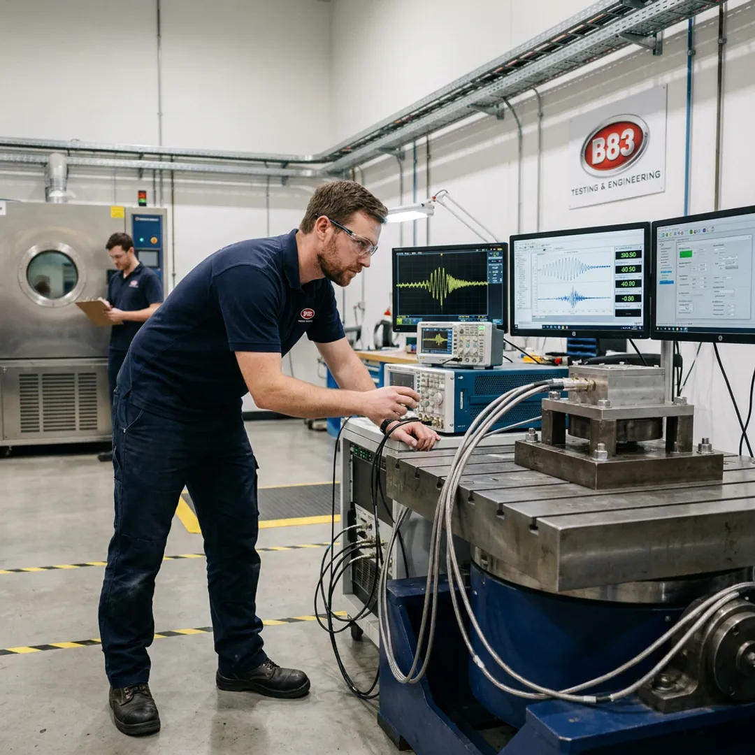 Engineer monitoring mechanical systems testing equipment
