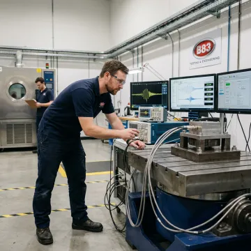 Engineer monitoring mechanical systems testing equipment