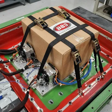 Packaged product undergoing transit durability testing