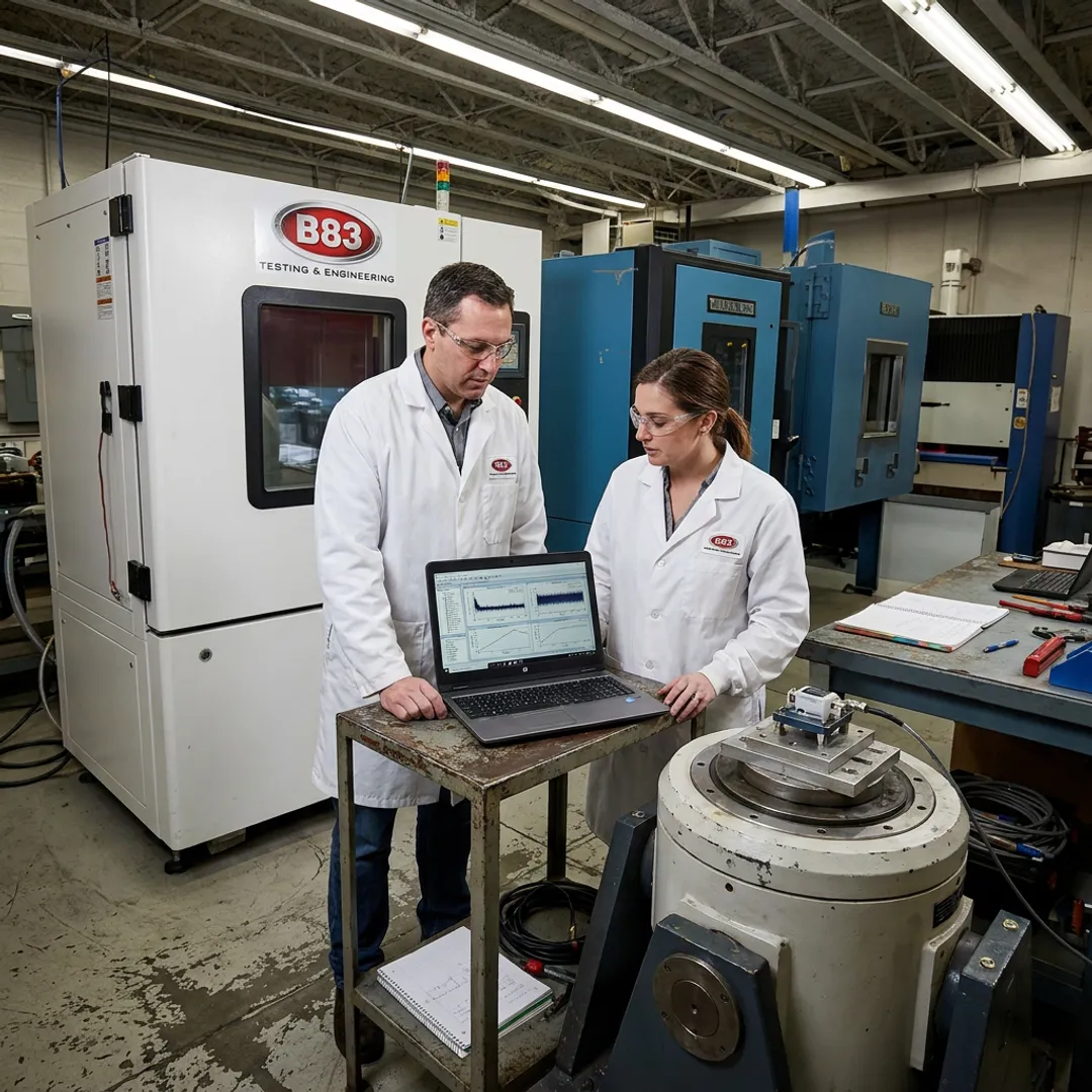 Engineers reviewing medical device test data