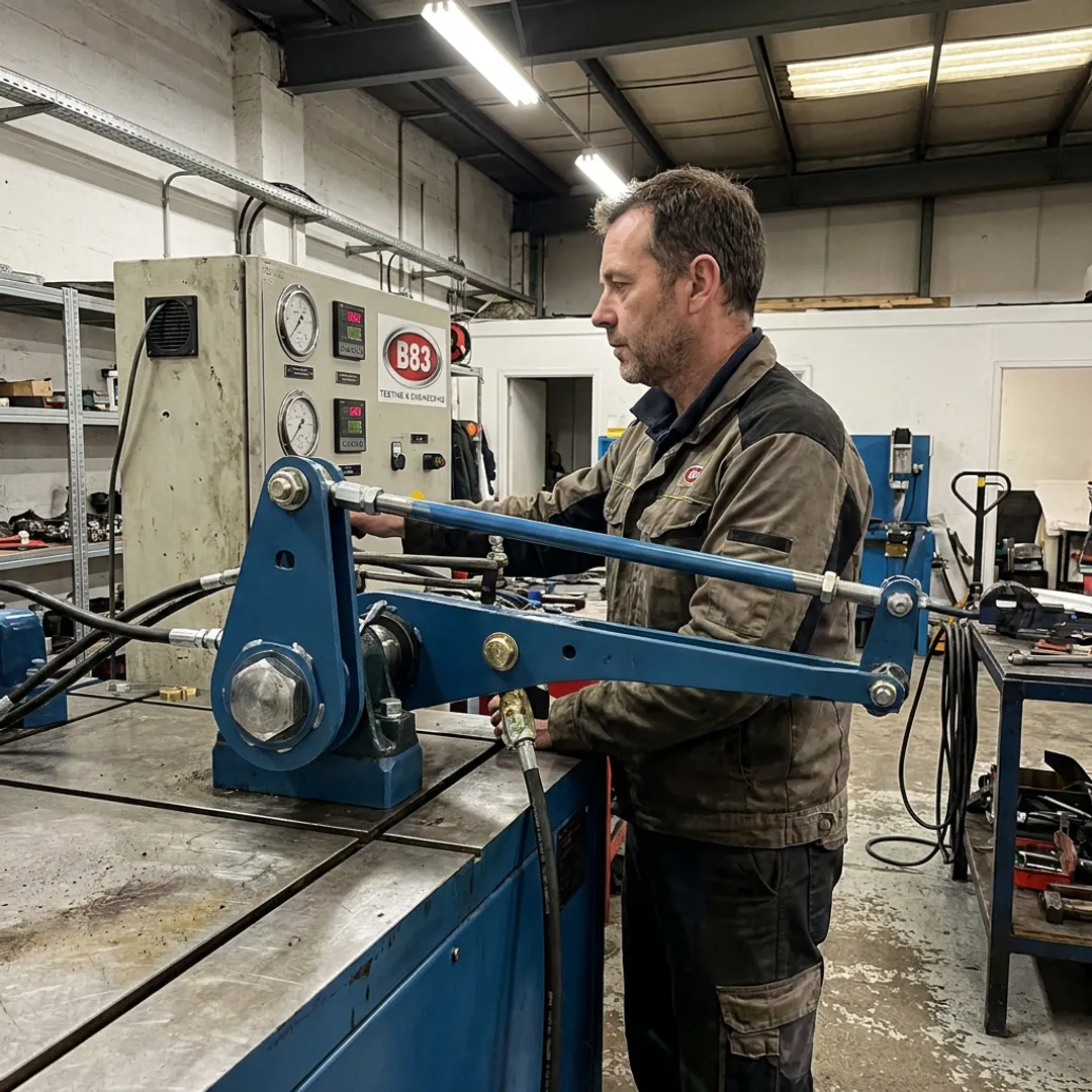 Engineer monitoring pressure testing equipment