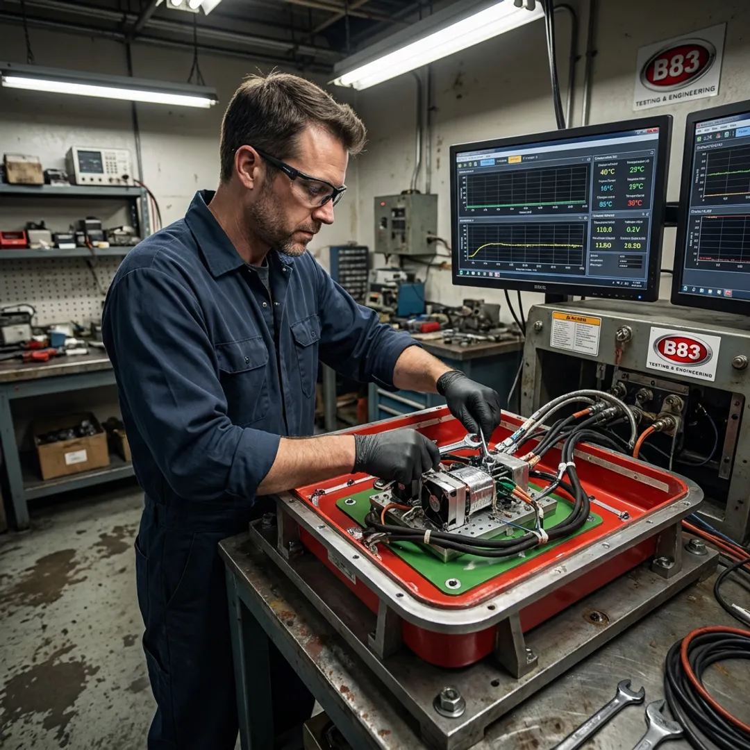 Technician preparing a laboratory test fixture