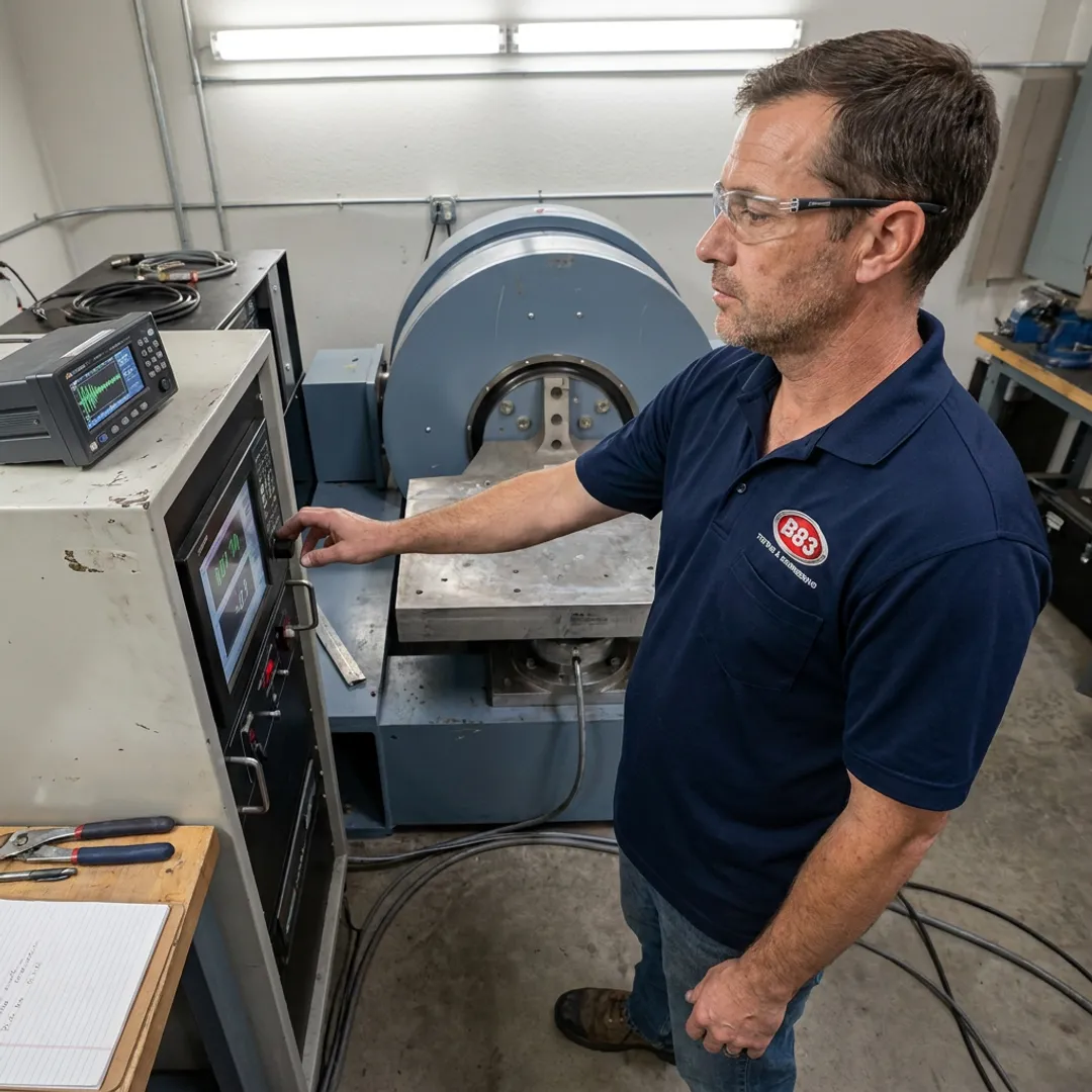 Engineer monitoring seismic vibration test