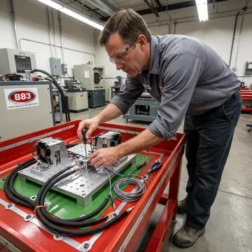 Engineer setting up vibration test instrumentation