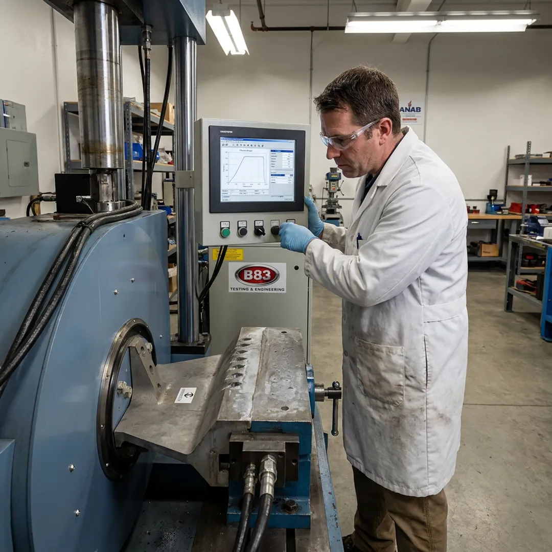 Engineer monitoring structural load test data